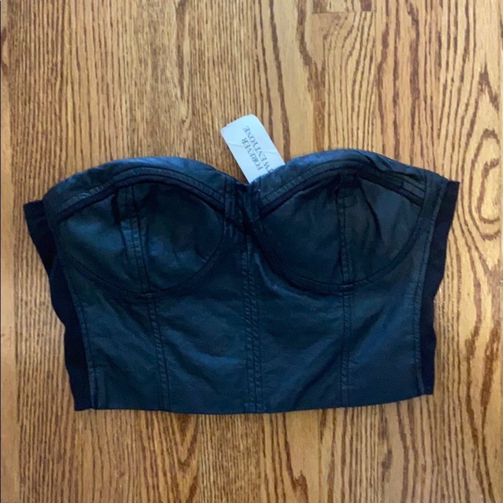 NWT Faux leather black woven tube top